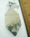 Thumbnail P1010942.JPG: Item #MossAgate1, Price $45.00 Designer handcut Moss Agate pendant. Bead is 44 mm long by 21 mm wide. Drill hole size is about 2.0 mm. This stone is drilled horizontally. 