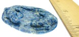 Item #CarvLapis2, Price $20.00 Carved lapis lizards. Can be used as a pendant or added to your lizard collection. Piece is 56mm wide by 39mm long. Drilled at the top between the lizard heads. Drilled hole size is about 2.0 mm