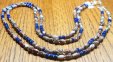 Thumbnail Lapis and Wild Horse.JPG: Item #20151214b. $295. Wild Horse Oval Barrels, Lapis Rondells, Sterling Silver Bali Beads, Findings and Clasp. Double Strand Necklace. 26/27 inches long. 