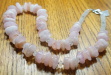 Thumbnail Morganite and Quartz.JPG: Item #201512131. Large Morganite Nuggets, Frosted Quartz Rondelles, Sterling Silver Bali Beads, Findings and Clasp. 27 inches long. 